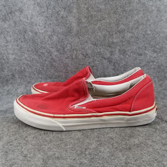 Vans Shoes Womens 8.5 Classic Slip On Sneakers Red Canvas Casual Skate Retro - Picture 4 of 12